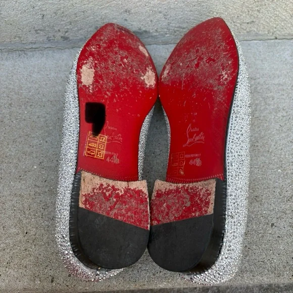 Christian Louboutin Swarovski Dandelion Silver Loafers Slip-On 44.5 US 10-10.5 - Picture 10 of 12